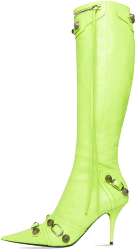 Vertundy Women's Knee High Boots - Pointed Toe Stiletto Heel Zipper L