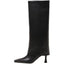 Fold Over Knee High Boots Leather Stiletto Heel Long Boot Riding Booties